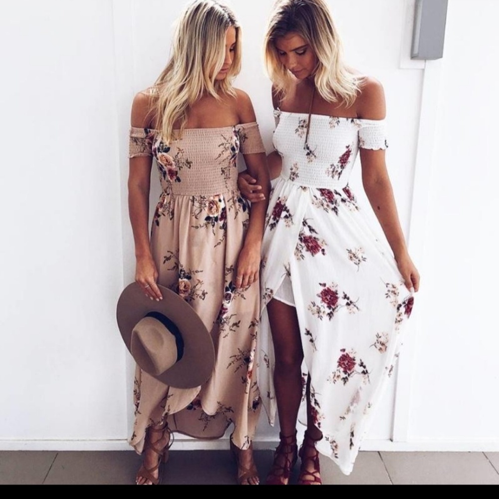 SALE⚡AMAZING WHITE  BOHO FLORAL MAXI